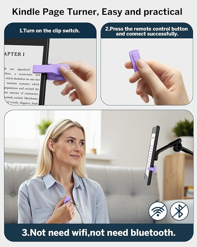 [Case-Friendly] Remote Control Page Turner Ring for Kindle Paperwhite Oasis Scribe Kobo eReaders, Camera Camcorder Remote Controls, Page Turner Clicker for ipad iPhone Tablets with Storage Bag