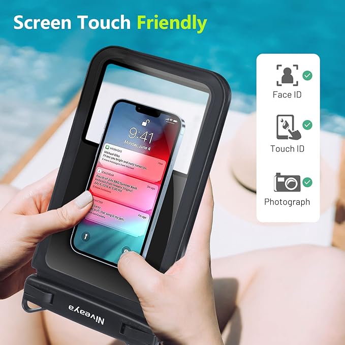 Niveaya [Up to 10.5"]Waterproof Phone Pouch - 2 Pack, Waterproof Phone Lanyard Case with iPhone 16/15/14/13/12 Pro Max up to 9.5", Phone Dry Bags for Vacation Beach Pool Kayak Cruise Travel Essentials