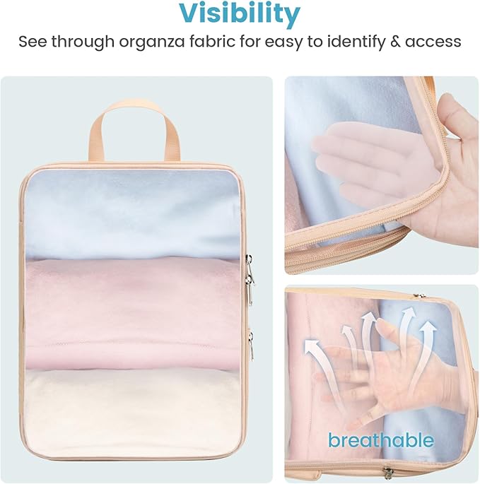 Cambond Compression Packing Cubes for Travel Women - Travel Bags Luggage Organizers Travel Essentials Compression Cubes for Travel Carry on Suitcases Organizer