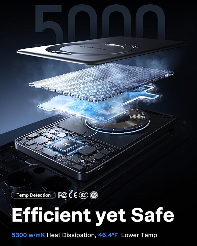 TORRAS Ostand MiniMag Power Bank, 5,000mAh Ultra Slim Magnetic Portable Charger with Stand, Fast Charging for iPhone Air Wireless Mag-Safe Battery Pack for iPhone 17/17 Pro/17 Pro Max/16/15/14, Gray