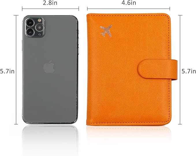 Melsbrinna Rfid Passport Holder for Travel women/Men, Cute Passport Wallet Rfid Blocking Card Slots, Rfid Passport Cover/CaseTravel Wallet, Passport Book Holder (1, Orange)