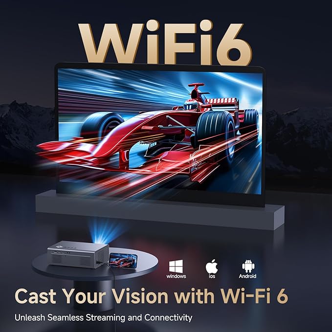 4K Projector with Netflix& Dolby Audio, 1200ANSI Auto Focus&6D Keystone Kogata Smart Projector with Built in Apps Outdoor Movie Proyector with WiFi 6 Bluetooth for Home Theater UPGRADE