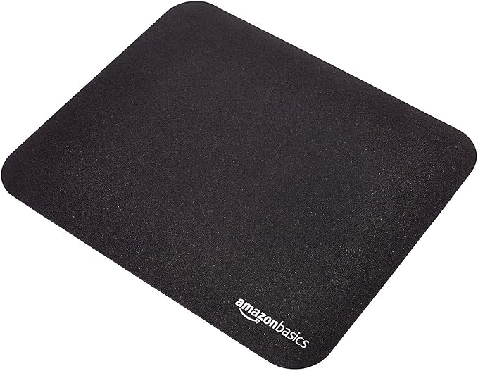 Amazon Basics Square Mouse Pad, Cloth with Rubberized Base, Standard, Black, 12.4L x 10.6W inches