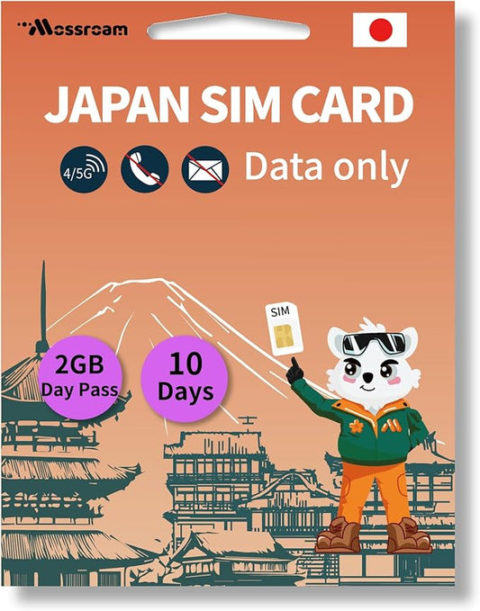 Japan SIM Card – Prepaid Data Plans | 2GB Daily,10 Days | High-Speed 4/5G LTE | No Daily Restrictions | Perfect for Tourists & Business Travelers