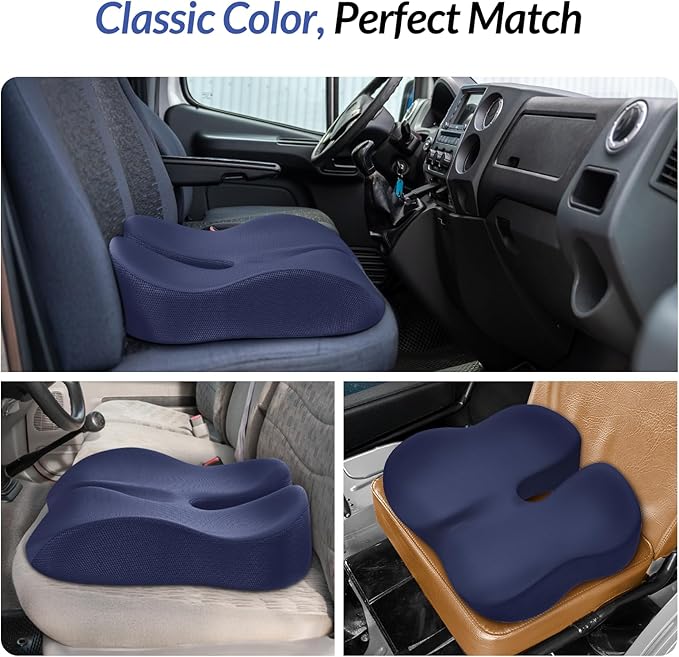 ZIKEE Gel Seat Cushion for Office Chair and Car Seat with Ergonomic Zoning, Memory Foam Chair Cushion for Sciatica, Lower Back, Tailbone Pain Relief and Intimate Ventilation, Non-Slip & Airy Cover