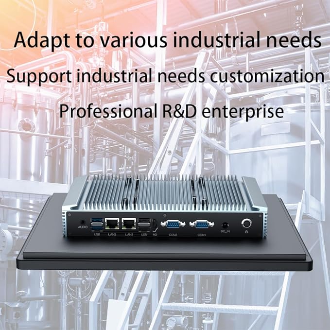 YanKe 12.1" Industrial Computer Touch Screen 10 Point Touch Industrial Computer, Resolution 1024 * 768 450nit, RJ45*2 USB*4 com*2 HD*1 WiFi+BT(N5095/8+128)