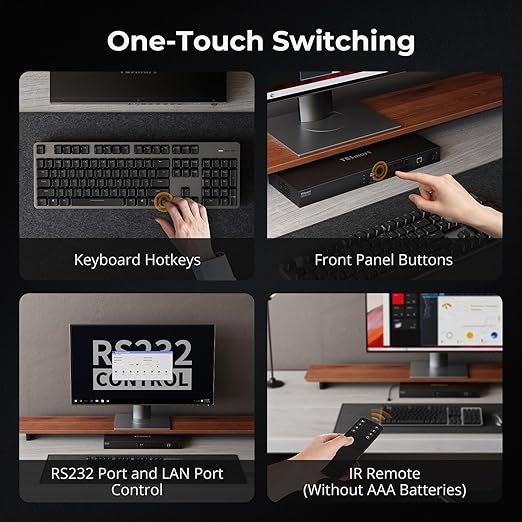 TESmart 16X1 HDMI KVM Switch USB 3.0, 4K@60Hz Rackmount KVM 16 Port Enterprise-Grade EDID Emulator | Hotkey Switch | RS232 | LAN Port | IR Remote | IP Control | Auto Scan | with 8 Pcs 5ft KVM Cable