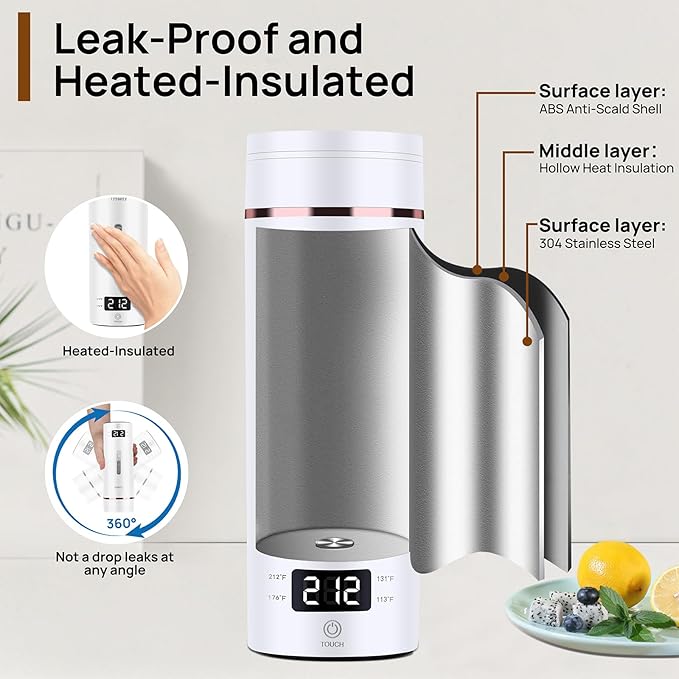 Portable Electric Kettle – Plug-in with Travel Bag, 450mL 304 Stainless Steel, 4 Preset Temp, Rapid Boiling, Auto Shut-Off & Boil-Dry Protection | Home/Office/Hotel/Caravan/Dorm/Business Trip