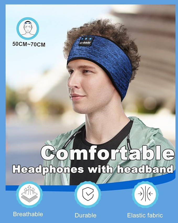 LC-dolida Sleep Headphones Wireless Bluetooth Headbands, Women Sports Earphones Sweat Head Bands, Over-Ear Headphones Headbands for Women's Hair Ultra-Thin Perfect for Side Sleepers Workout Yoga