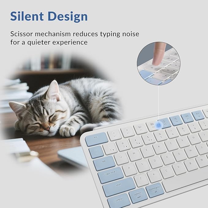 Keychron B1 Pro Ultra-Slim ZMK/Launcher Wireless Bluetooth 2.4 GHz/Wired Connection Keyboard for Mac Windows Linux - Retro Blue