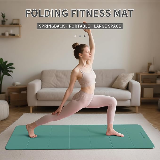 7-Fold Yoga Mat 70"x24" - 1/2 Inch Thick Folding Exercise Mat, Compact Non-Slip TPE Mat for Travel, Storage, Yoga & Home Gym, Lightweight & Portable
