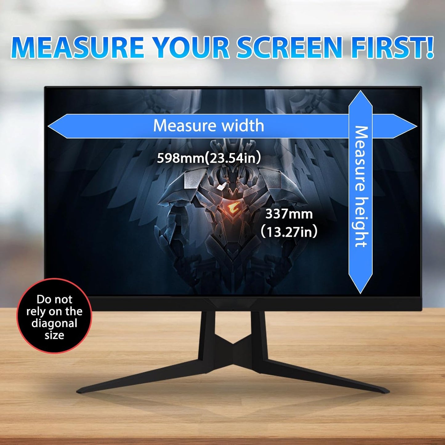 Magnetic Computer Privacy Screen, 27 Inch Removable Hanging Shield for Frameless Monitor 16:9 Widescreen, Anti Blue Light Filter, Anti-Glare Protector