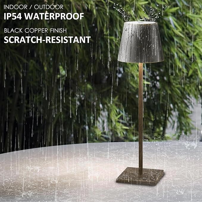 2-Pack Rechargeable Table Lamps LED Cordless Table Lamp 3W 5500mAh Battery Operated Table Light Stepless Dimmable Portable Desk Lamp for Restaurant/Table/Bedroom/Outdoor (Copper)