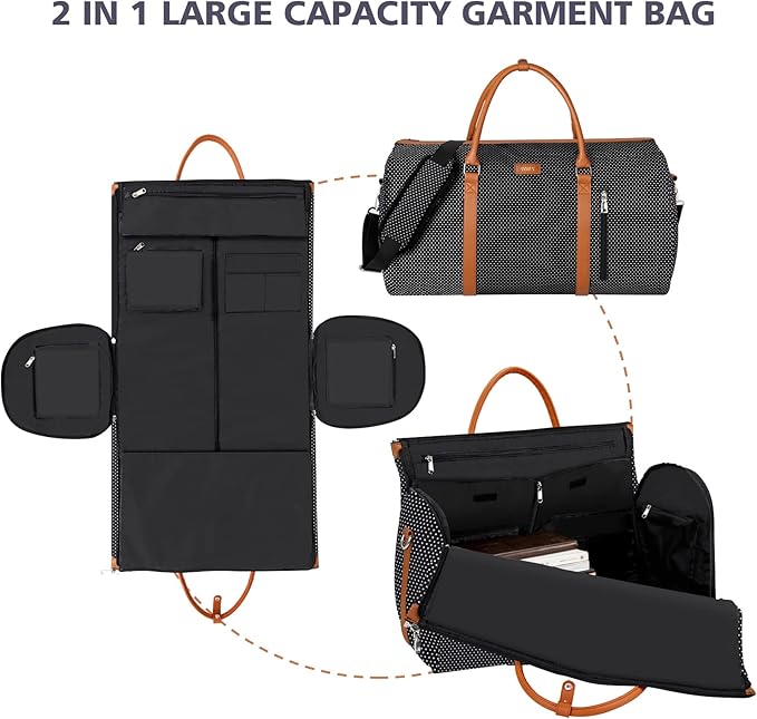 Garment Bag for Travel Convertible Carry On Garment Bag Large Travel Duffel Bags for Women 2 in 1 Hanging Suitcase Suit Travel Bags for Women & Men 3pcs Set
