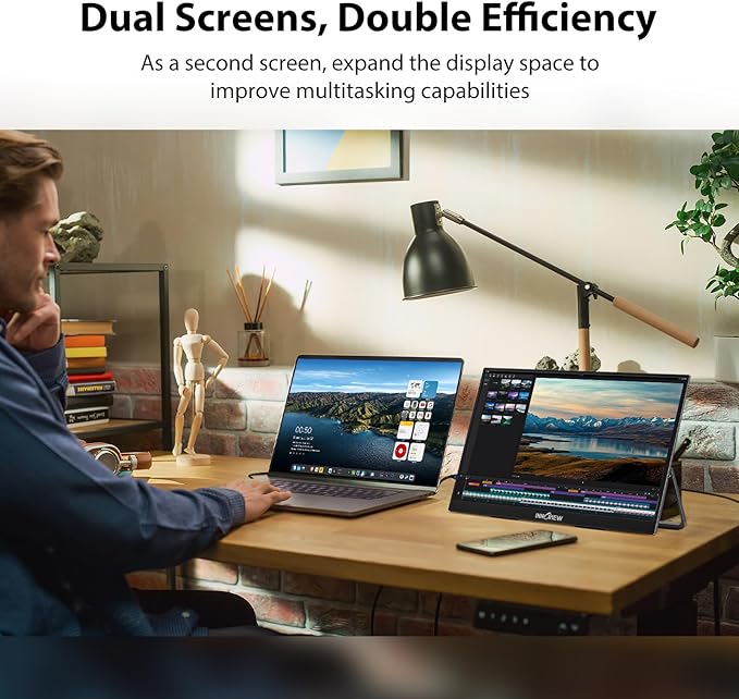 InnoView Portable Monitor 18.5 inch 100HZ 120% sRGB, 1080P FHD IPS Large Portable Monitors for Laptop USB C HDMI HDR Travel Monitor with Kickstand Mac PC Xbox PS4/5 Switch