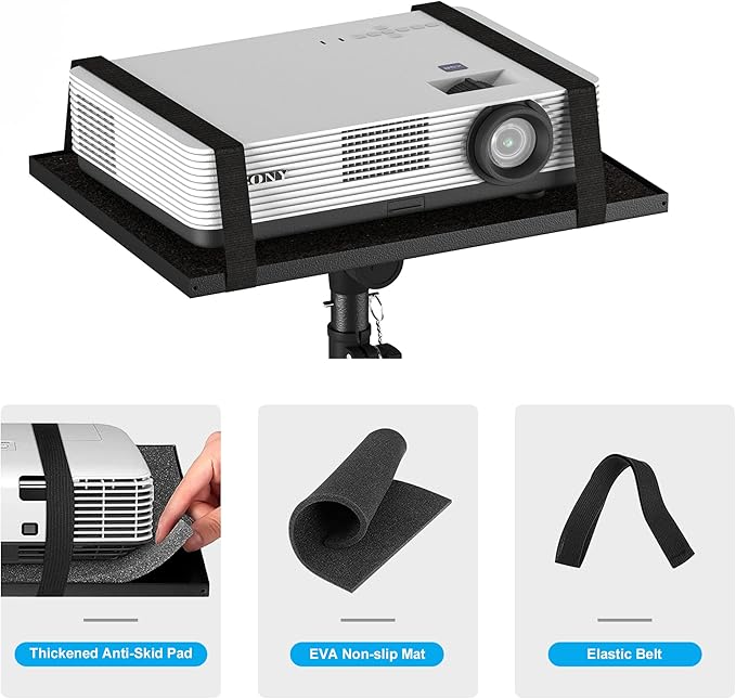 Projector Stand Tripod Adjustable, Laptop Height from 23.5 to 46.5 inches with Gooseneck Phone Holder, Floor for Office, Home, Stage, Studio, DJ Racks Holder Mount, 23.5inch-46.5inch