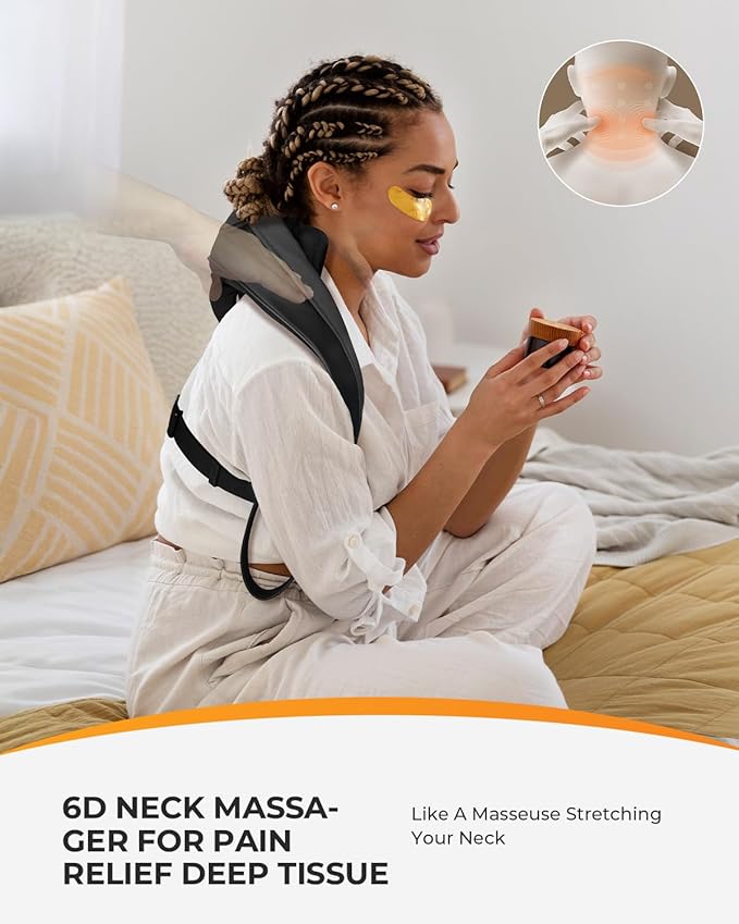 CooCoCo Shiatsu Neck and Back Massager,HSA Eligible,Cordless Neck Shoulder Massager for Pain Relief Deep Tissue,6D Kneading Massager with Dual-Zone Heat and Larger Size, Birthday Gifts for Dad Mom