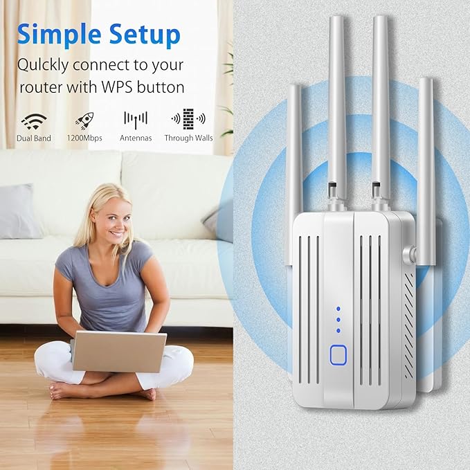 2025 WiFi Extenders Signal Booster for Home Long Range Covers Up to 45+ Devices & 8470 Sq.ft, Long Range WiFi Extender Internet Signal Booster, White