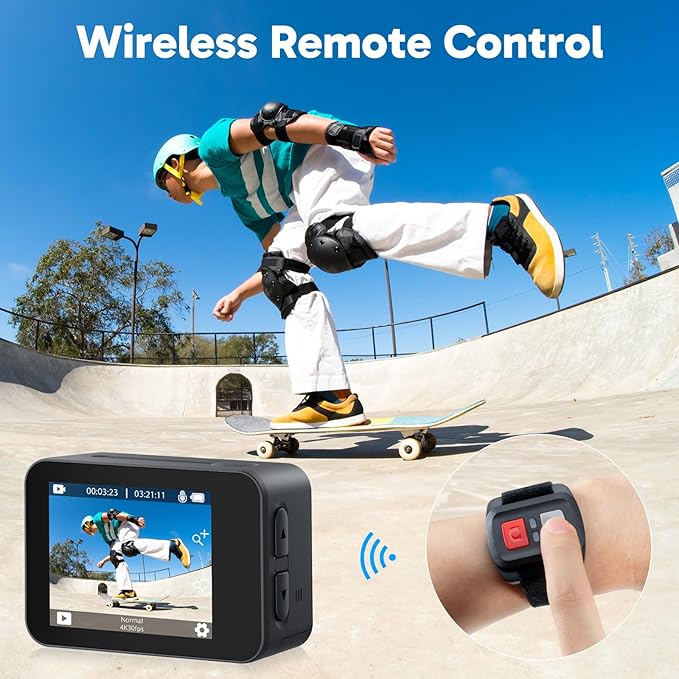 AKASO V50X Native 4K30fps WiFi Action Camera with EIS Touch Screen 4X Zoom 131 feet Waterproof Camera Support External Mic Remote Control (with Selfie Stick Tripod and Carry Bag)