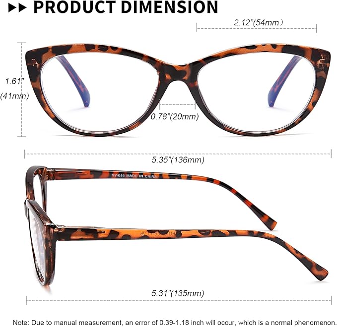 EYEURL 4 Pack Cat Eye Reading Glasses for Women Blue Light Blocking Readers Lightweight Spring Hinge Anti Eyestrain UV Fashion Eyeglasses +3.0