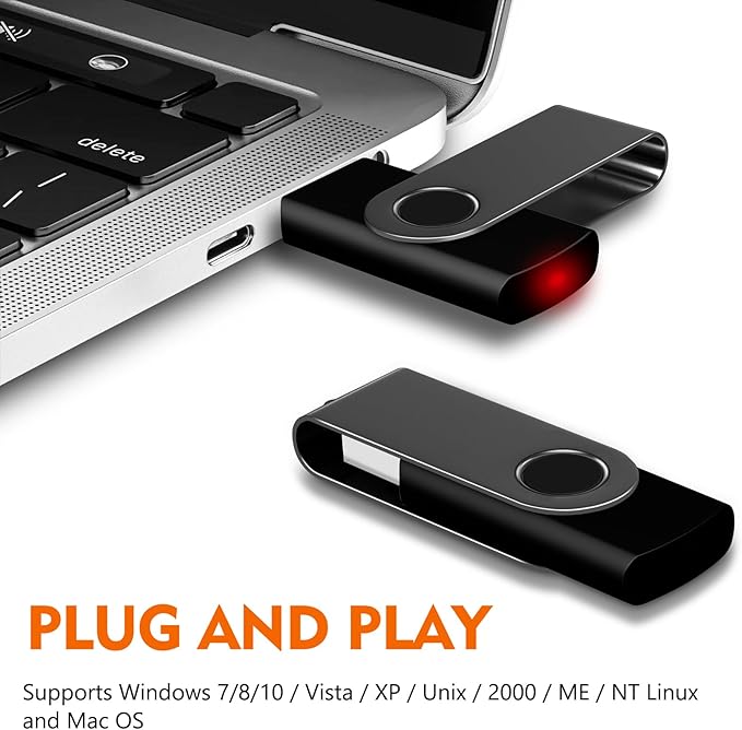 AreTop 64GB USB Flash Drive, 10 Pack USB 2.0 Thumb Drives Memory Stick Swivel Jump Drive for Home & Office Use (10 Pack 64GB, Black)