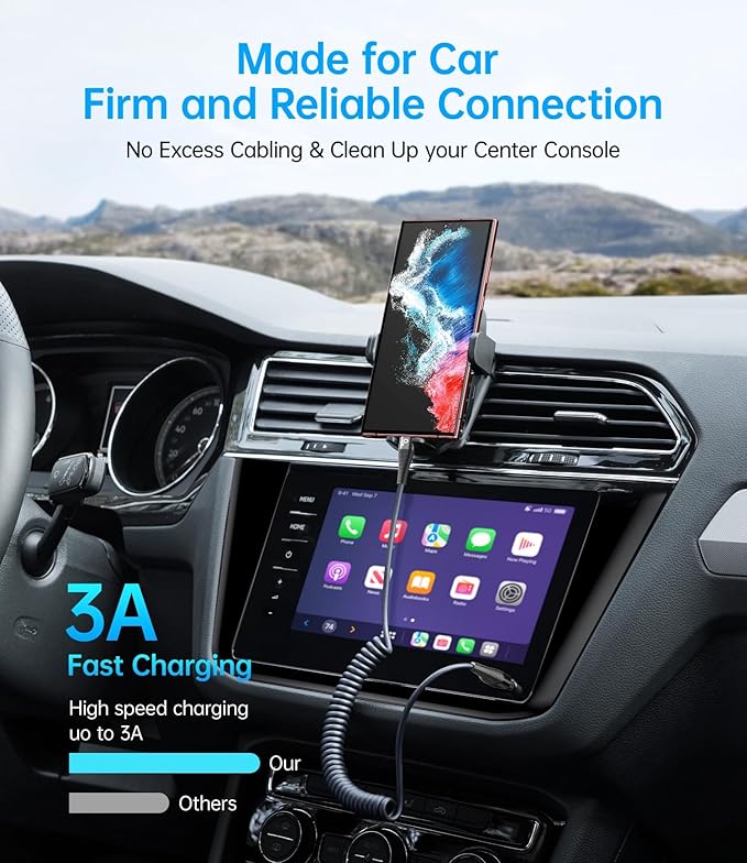 USB C to C Cable 3FT for Car, Coiled USB C Cable Fast Charging for iPhone 16, Short USB Type C Cable for iPhone 17/16/15/Pro Max/Plus/Samsung Galaxy S23, Compatible All Type C Devices-Black