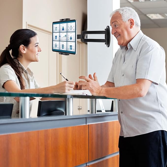 Foldable iPad Wall Mount Holder,Aluminium Extendable Tablet Wall Mount for 7~12.9 inch Tablets iPad/Nexus/LG G Pads/e-Reader/Switch,Adjustable Extension Articulating Arm Swivels Mount