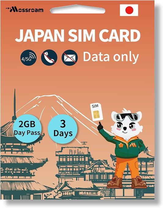 Japan SIM Card – Prepaid Data Plans | 2GB Daily,3 Days | High-Speed 4/5G LTE | No Daily Restrictions | Perfect for Tourists & Business Travelers