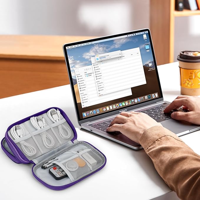 Skycase Zipper Pencil Pouch for girls - Double Layers Special Pencil Case Cute, Tech Organizer Travel Case, All-in-One Large Capacity Pencilcase for College Student Teen,Travel Essentials, Purple