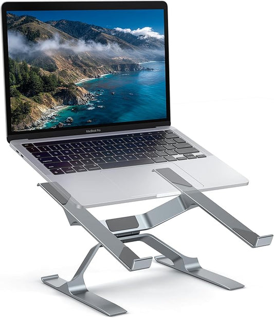 OMOTON More Stable Laptop Stand, Aluminum Adjustable Laptop Holder Stand for Desk, Ergonomic Detachable Notebook Riser Suitable for All Laptops (11-16 inch)