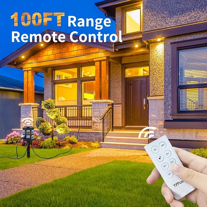 Outdoor Power Strip with 60 FT Extension Cord, 100FT Remote Control, Dusk to Dawn Light Timer Waterproof, 6 Grounded Outlets for Yard, Pool and Garden, ETL Listed