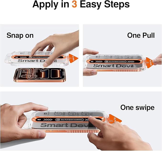 SMARTDEVIL 2 Pack Screen Protector for iPhone 17 Pro Max, 9H Hardness Military Grade Shatterproof HD Tempered Glass, Easy to Install, Bubble-Free and-Dust-Free Box