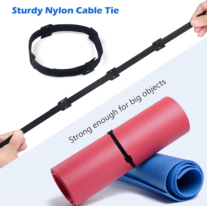 100PCS 6 Inch Reusable Cable Ties Black, Adjustable Cable Straps, Cable Tie Management, Cable Tidy for Desktop Charging Cables, Home and Office