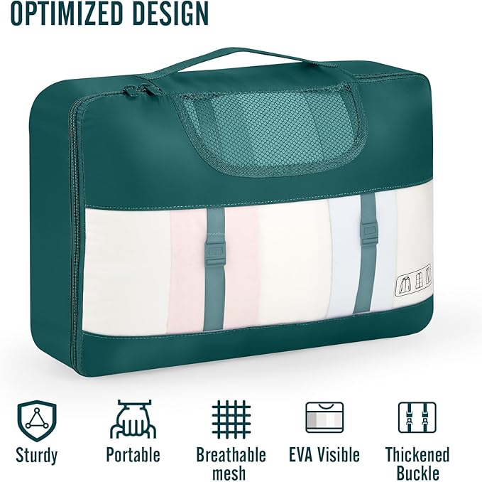 Veken 10 Set Packing Cubes for Travel Essential, Suitcase Organizer Bags in 4 Sizes, Carry-On Luggage Accessories with Large Laundry & Hanging Toiletry Bag, Must-Have for Airplane, Road Trip & Camping