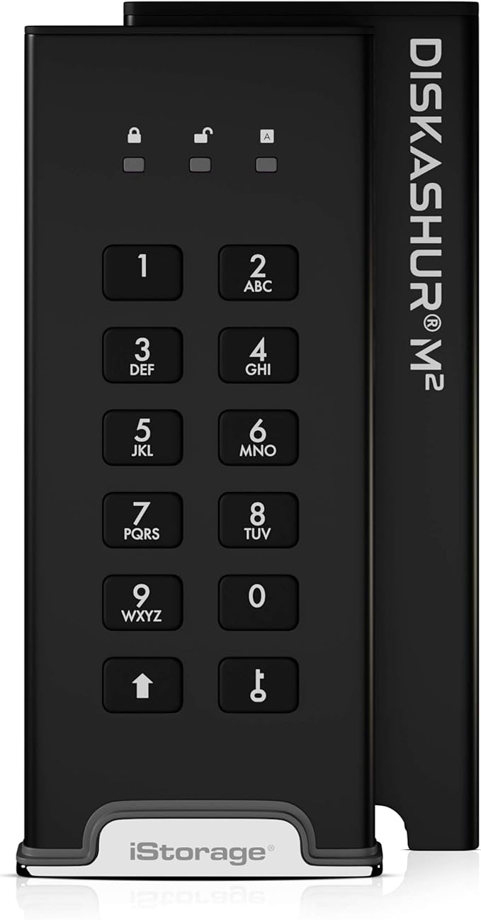 iStorage diskAshur M2 240GB | PIN authenticated, Hardware encrypted USB 3.2 Portable SSD | Ultra-Fast | FIPS Compliant | Rugged & Portable