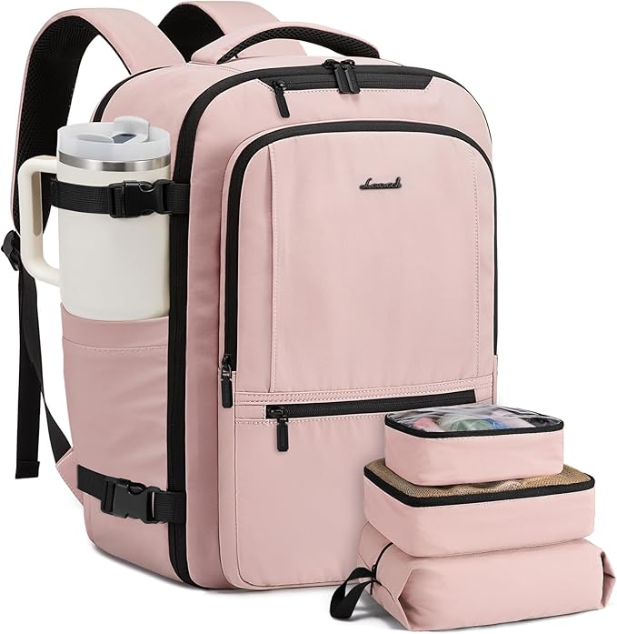 LOVEVOOK Travel Backpack for Women & Men, 40L Large Carry On Backpack Airline Approved, TSA Personal Item Weekender Bag, Water Resistant Laptop Backpack with 3 Packing Cubes for Travel Essentials