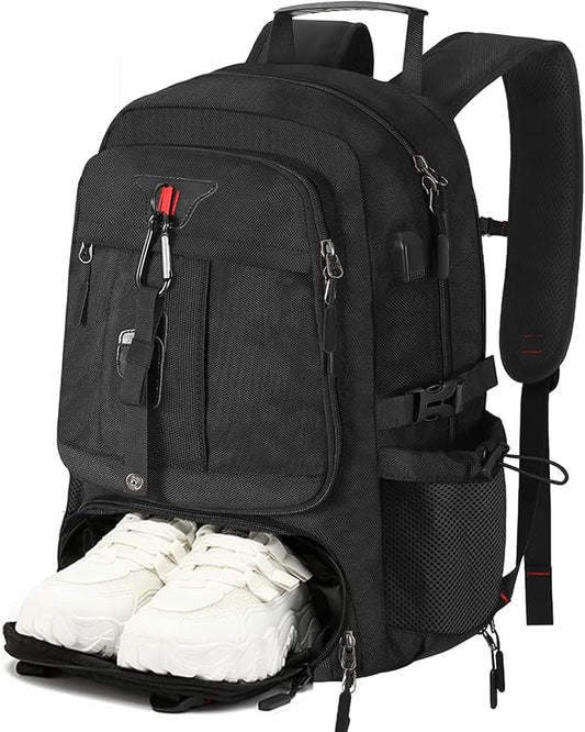 Travel Backpack for Men Women Airline Approved Anti Theft Carry on Backpack with Shoes Compartment USB Charging Port, Waterproof 60L Large Business Hiking Laptop Gym Bag for 17 Inch Laptop