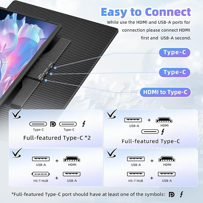 Laptop Screen Extender Triple Monitor - 15.6" Detachable Portable Monitor FHD 1080P IPS 120% sRGB 235° Rotation Travel Extra Screen Compatible with Wins Mac Chrome Dex Fits 13-17" Laptop