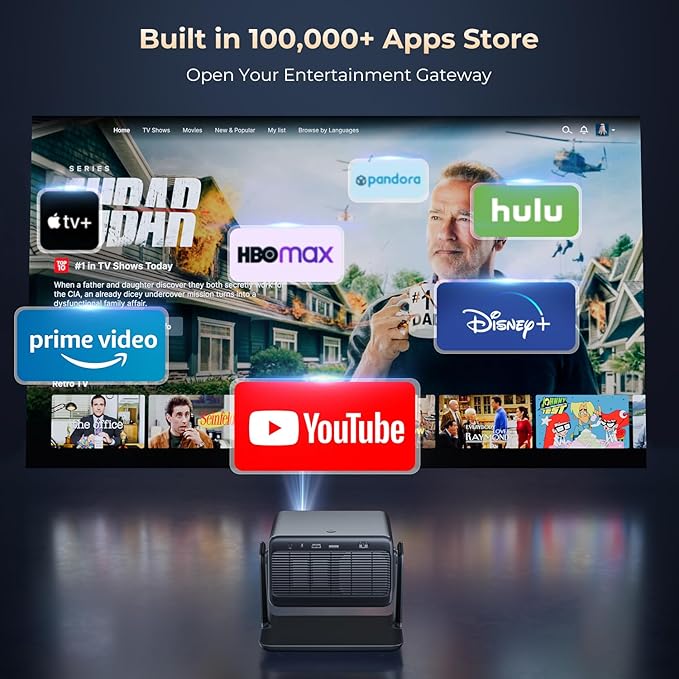 GooDee Video Projector With Wifi And Bluetooth, Smart Movie System/ Dolby Audio/ Auto Focus & Keystone Portable Projector, 4k Video Decode & 1080p Native For Home Theater / Outdoor