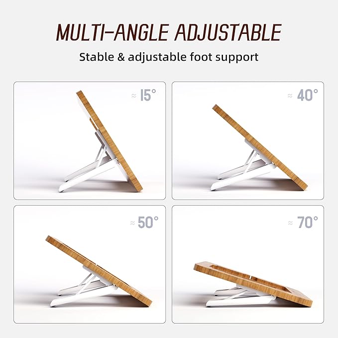 Wooden Tablet Drawing Stand Tablet Stand - Portable & Adjustable 5 Angles for Laptop, Laptop Stand Riser,Book Reading Stand,Compatible with 12.9 inch iPad Pro (3rd - 6th Gen)