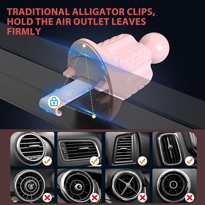 Wireless Car Charger, MOKPR 15W Fast Charging Auto-Clamping Car Charger Phone Mount Air Vent Cell Phone Holder Compatible iPhone 16/15/14/13/13 Pro/12 pro/12/11, for Samsung Galaxy S23/S22/S21, Pink