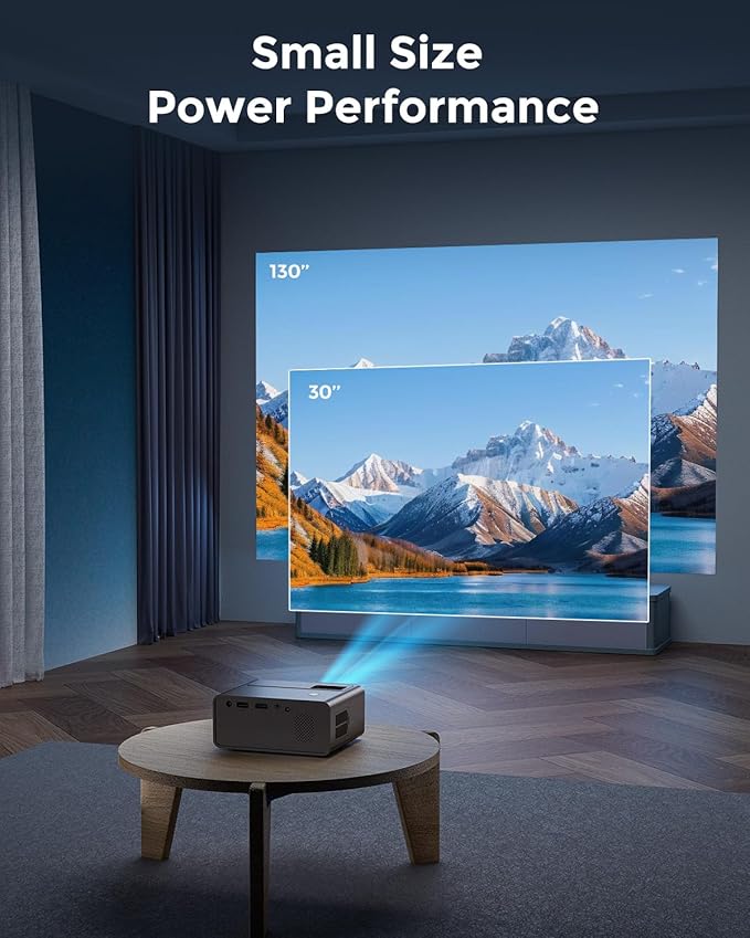 CiBest Mini Projector, 2025 Upgraded Full HD 1080P Support Video Projector, Portable Small Movie Projector, Compatible with iOS/Android/Windows/TV Stick/Box/USB/HDMI