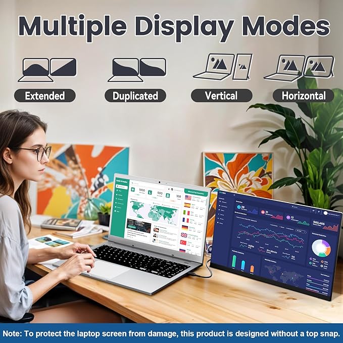 KEFEYA Laptop Screen Extender, 15.6" FHD 1080P IPS Portable Monitor for Laptop, Plug and Play Dual Monitor Extender for 13"-17.3" Laptops, Compatible with MAC, Windows, Android, Linux, Chrome