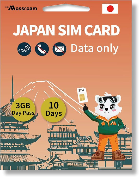 Japan SIM Card – Prepaid Data Plans | 3GB Daily,10 Days | High-Speed 4/5G LTE | No Daily Restrictions | Perfect for Tourists & Business Travelers