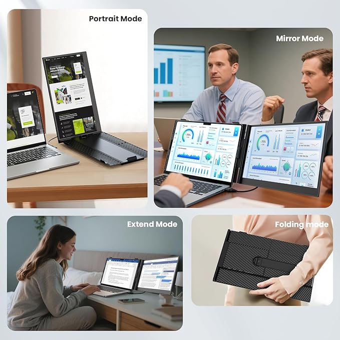 Laptop Screen Extender, 14-Inch Ultra-Thin & Lightweight, 1080P FHD Portable Travel Monitor, Plug & Play, Laptop Extended Monitor Portable for 13-17 Inch Laptops, Compatible with Win/Mac/Chrome/Linux