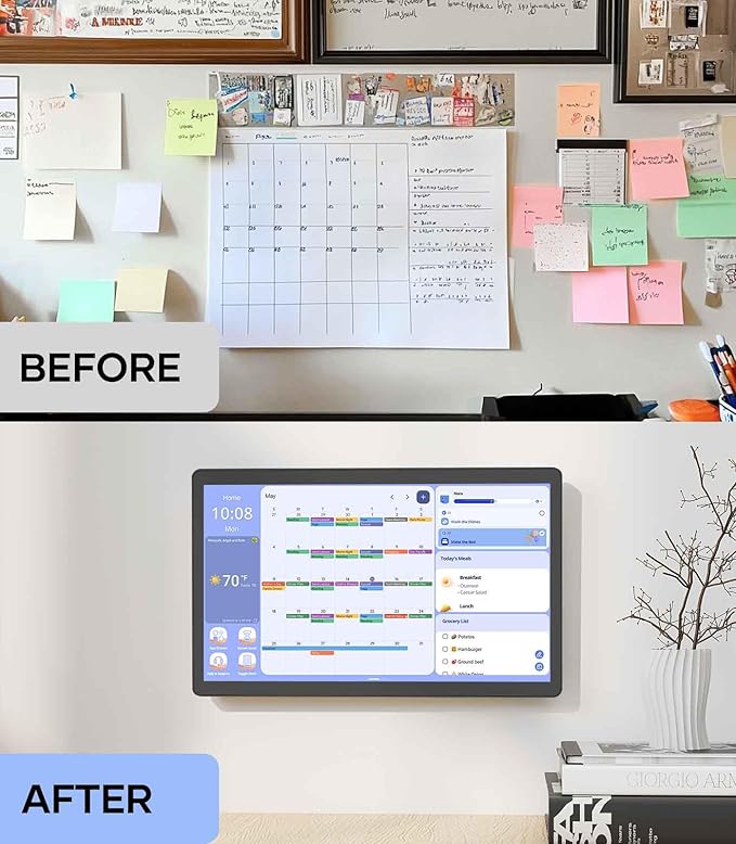 Digital Calendar+ 2: 15.6 Inch Wall Touch Screen Chore Chart Customize Dashboard Smart Electronic Calendar for Family Schedules Meal Planner Support App Store with Stand Wall Mount Black