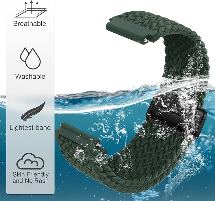 JNN Quick Release Watch Band - Magnetic 18mm 20mm 22mm Braided Nylon Watch Bands, Adjustable Elastic Nylon Watch Straps Replacement Wristband for Men Women