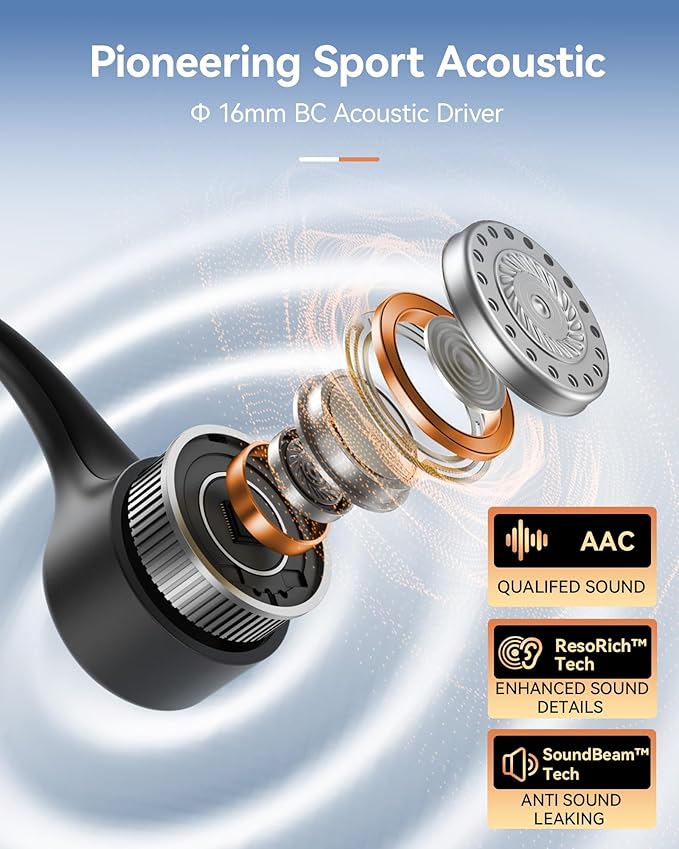 Open Ear Sport Headphones, Wireless Bone Conduction Earphones, Built-in 32GB MP3,with Mic, IP68, Sweat & Water Resistant, Up to 8 Hours Battery, Bluetooth 5.3,for Running,Swimming,Workouts