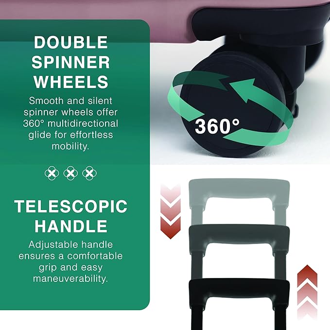 Luggage Sets 3 Piece, 22 Inch Carry on Luggage and 28 Inch Suitcases with Wheels Spinner, Durable Hard Shell Suitcase Set, Expandable Travel Suitcase, Pink