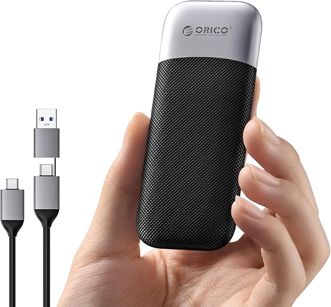 ORICO 256GB Portable SSD, Up to 1050MB/s, Compact with 2 in 1 USB C & A Cable, External Solid State Drives, Reliable Storage for USB C Smartphone, Tablet, PC - M10PRO